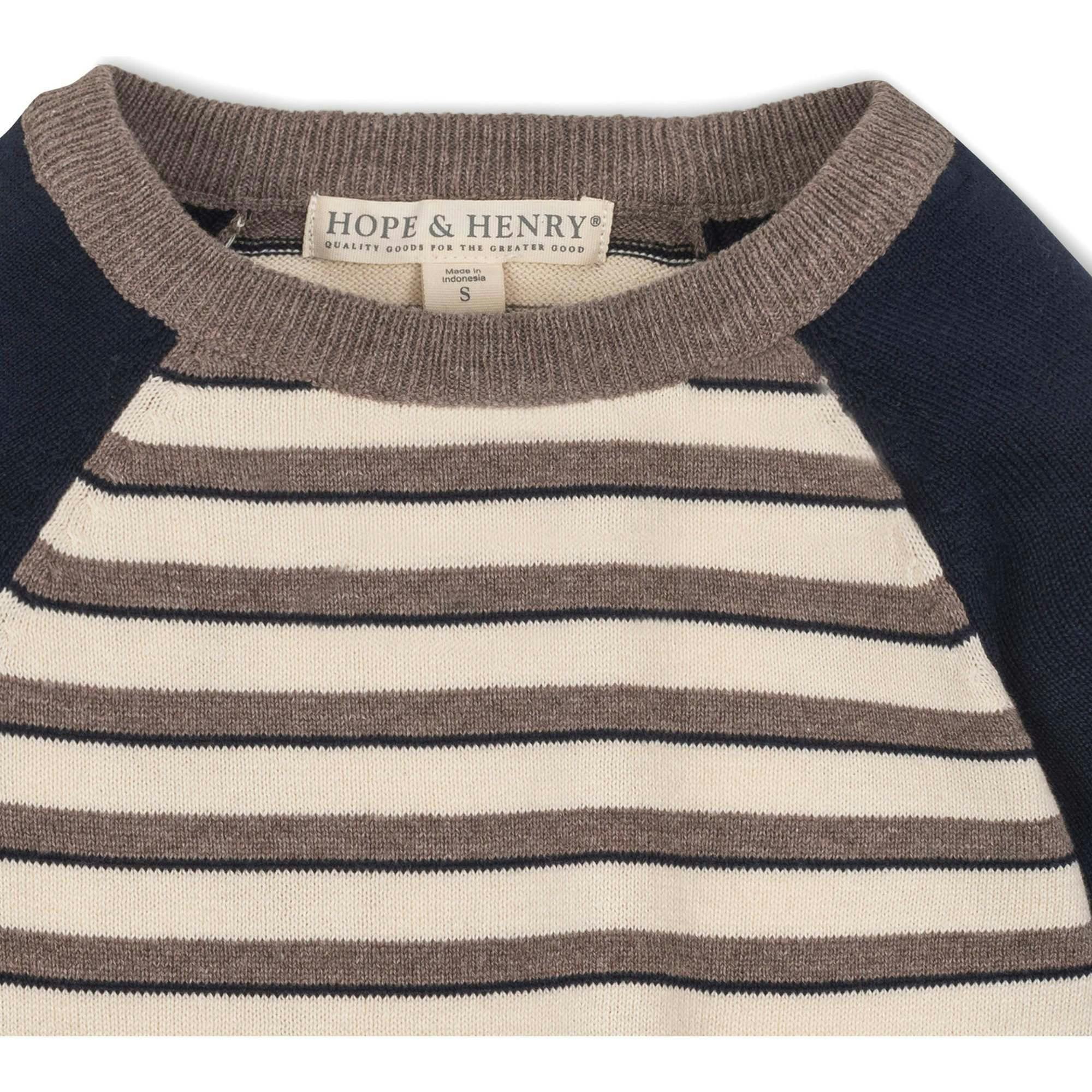 Organic Long Sleeve Raglan Sweater, Blue