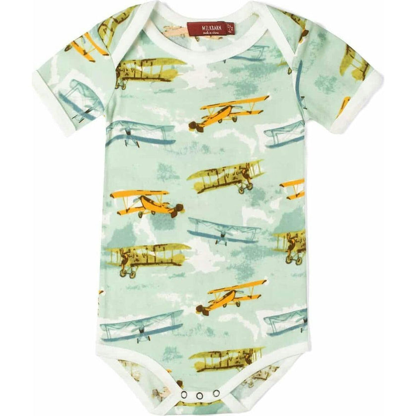 Vintage Planes Organic Cotton Short Sleeve One Piece