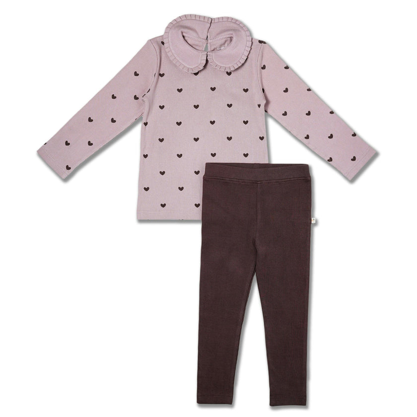 Organic Ruffle Collar Top & Leggings Set