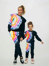 Rainbow Tie-Dye Ruffle Sweatshirt And Pant Set