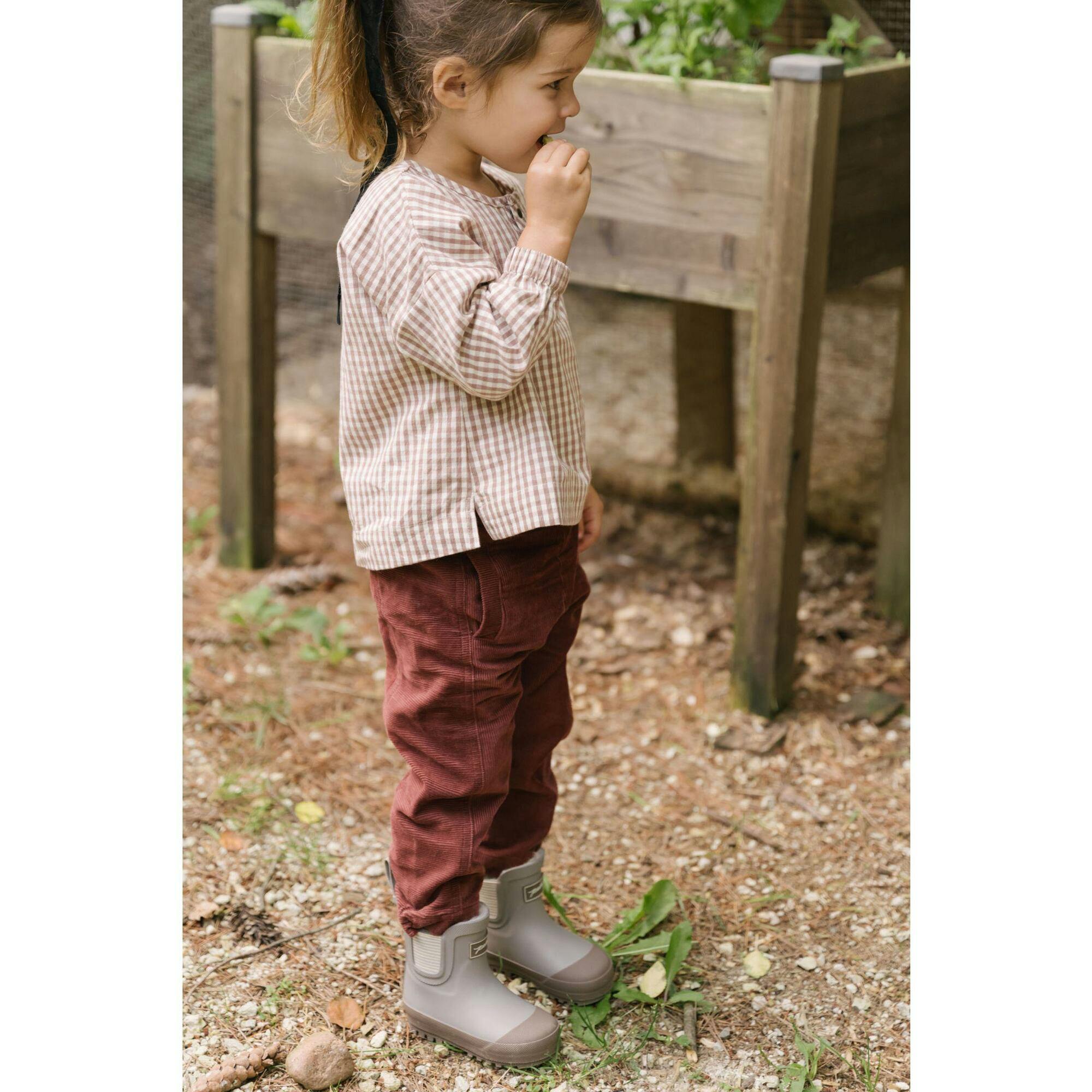 Gingham Kids Long Sleeve Top - Thistle
