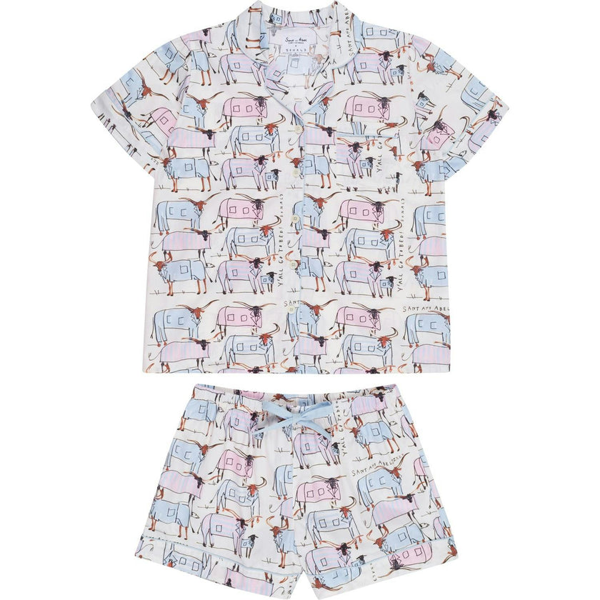 Women's Drawbertson Longhorns Short PJ Set - Organic Cotton Poplin