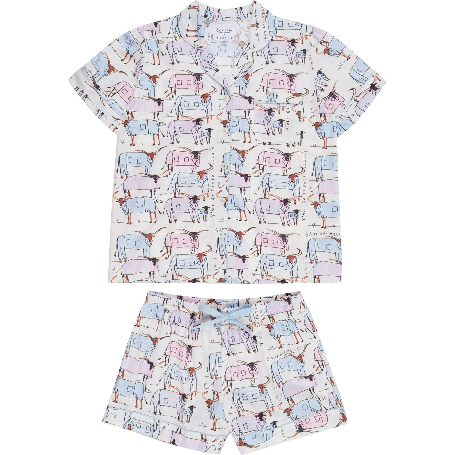 Women's Drawbertson Longhorns Short PJ Set - Organic Cotton Poplin