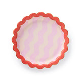 Packed Party Wavy Wishes 10ct Paper Dinner Plates | Gold Foil Scalloped Edge Birthday Party Plates |10 Inch Red and Purple Plates