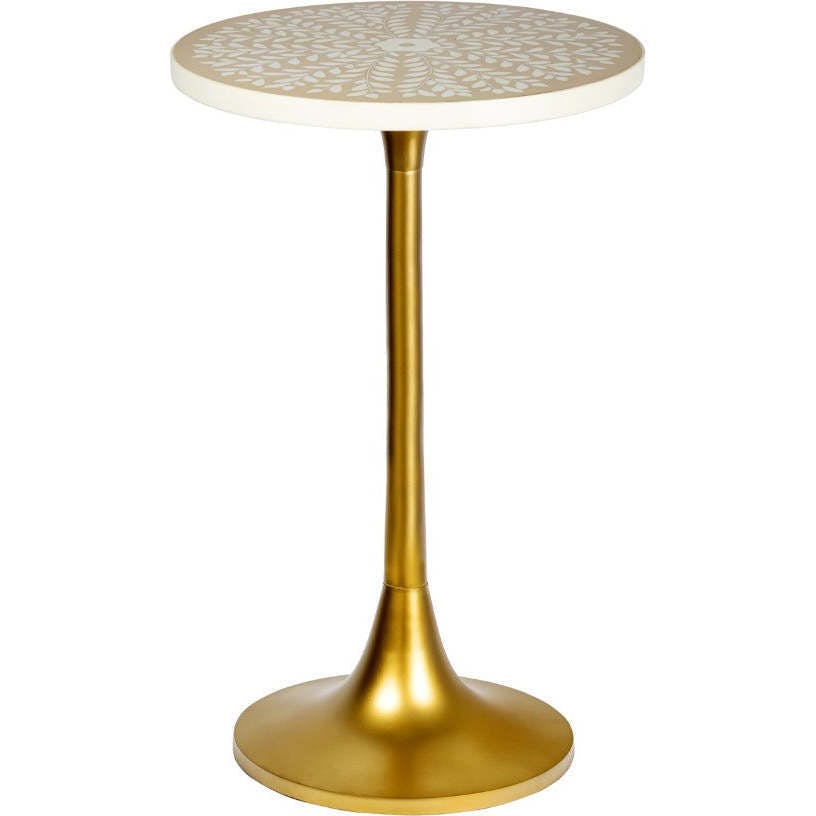 Nysha 25" Modern Bohemian Metal/Resin Inlay Top End Table