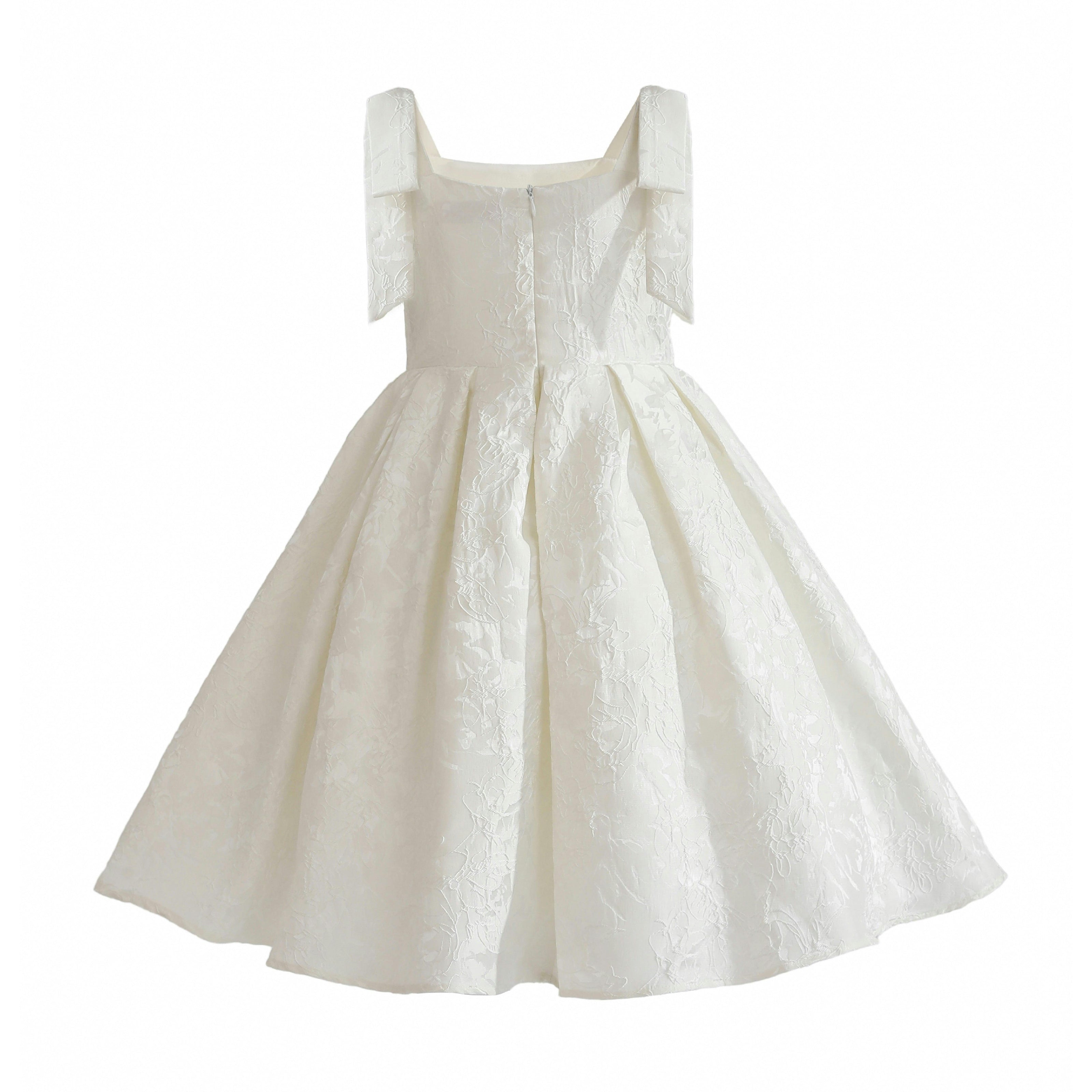 Ivory Marigold Bow Pleated Dress