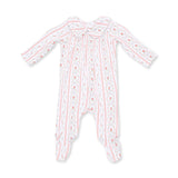 Marnie Rosebud Stripe - Smocked Peter Pan Snap Footie