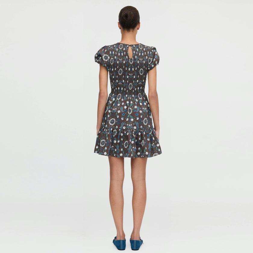 The Gia Mini Nap Dress - Chocolate Swedish Floral
