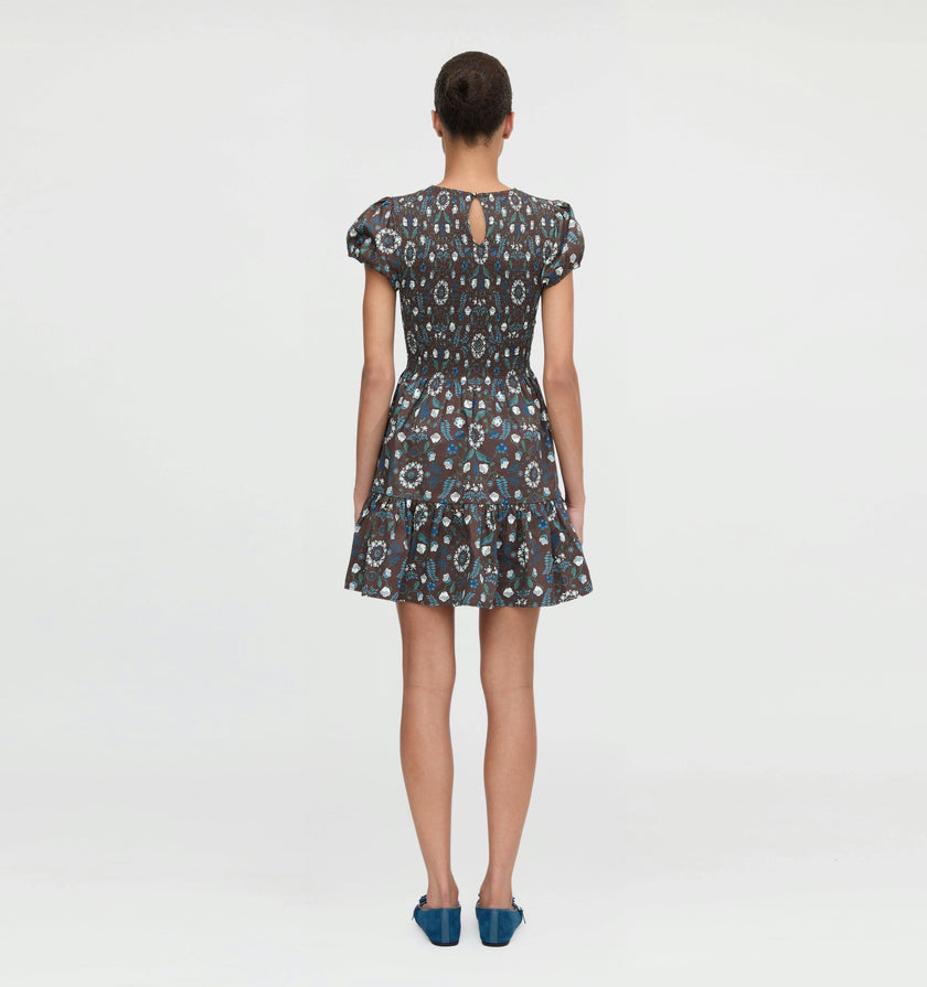 The Gia Mini Nap Dress - Chocolate Swedish Floral