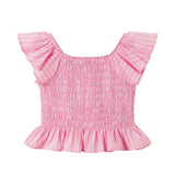Tween Girl Smocked Top & Skirt Set | Pink Stripe