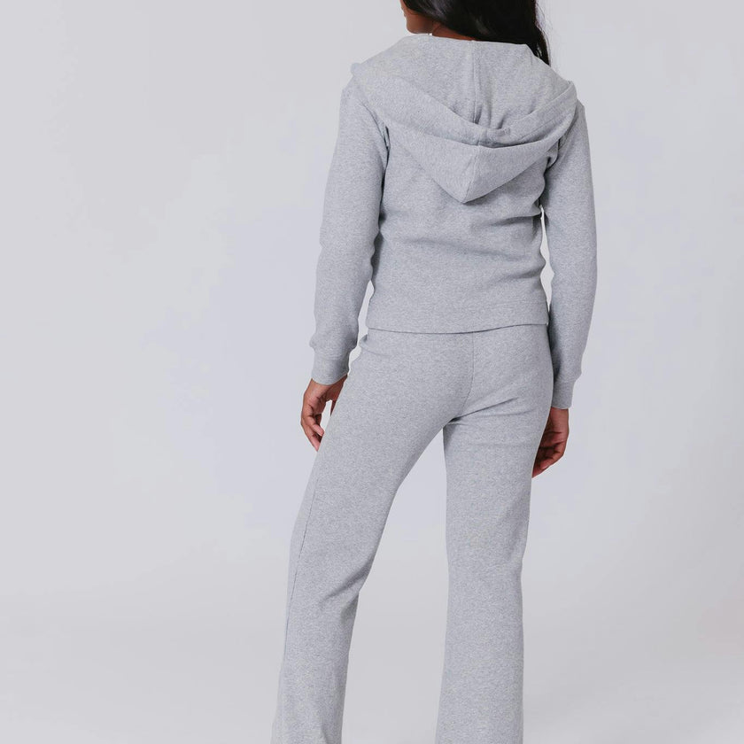 Girls Rib Hoodie in Collegiate Gray