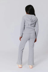 Girls Rib Hoodie in Collegiate Gray