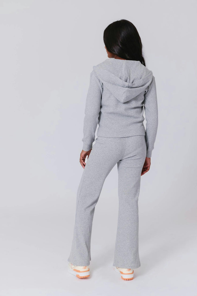 Girls Rib Split Flare Pant in Collegiate Gray