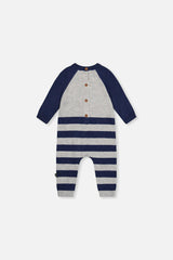 Knitted Intarsia Romper Blue and Orange