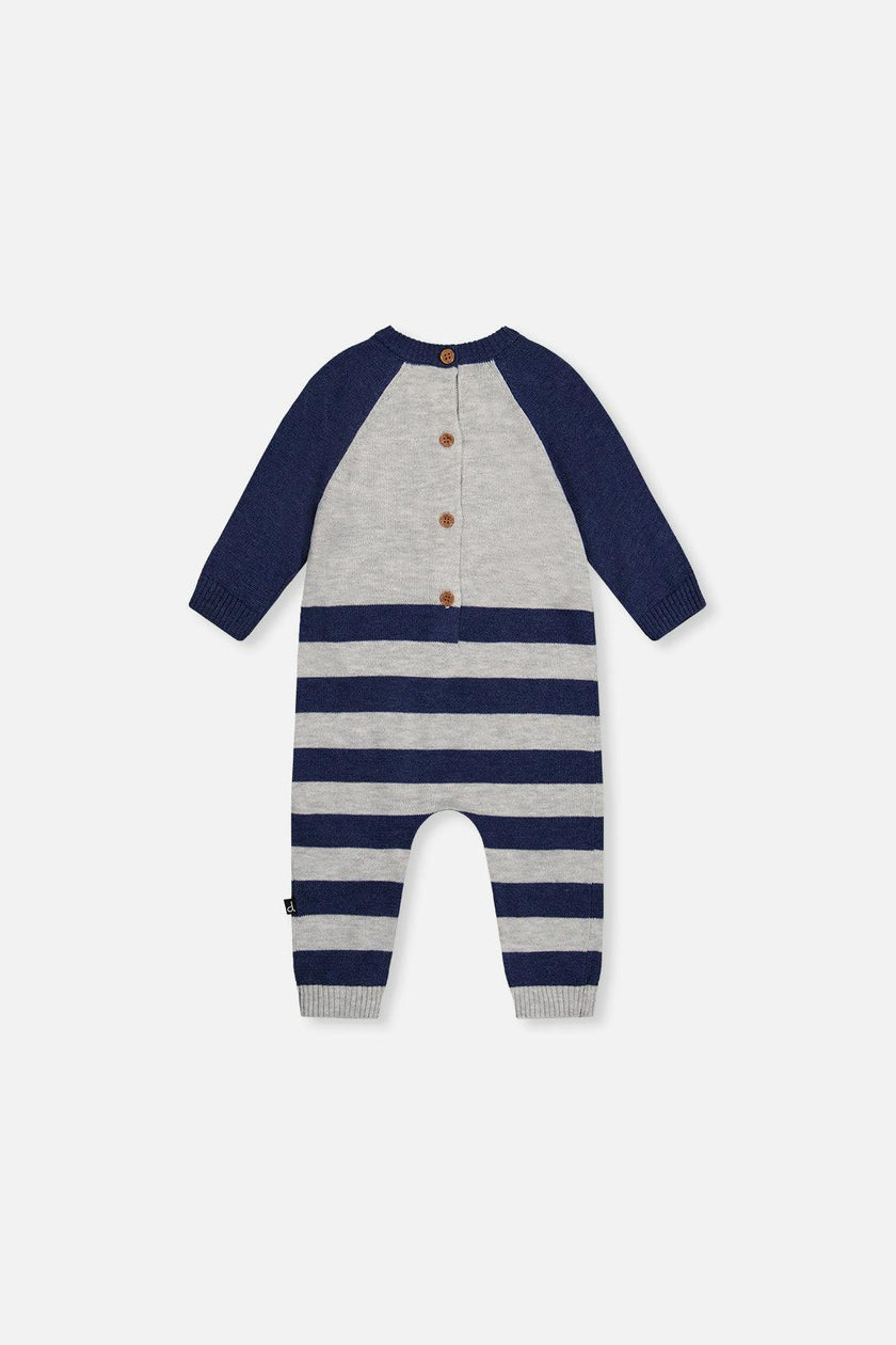 Knitted Intarsia Romper Blue and Orange