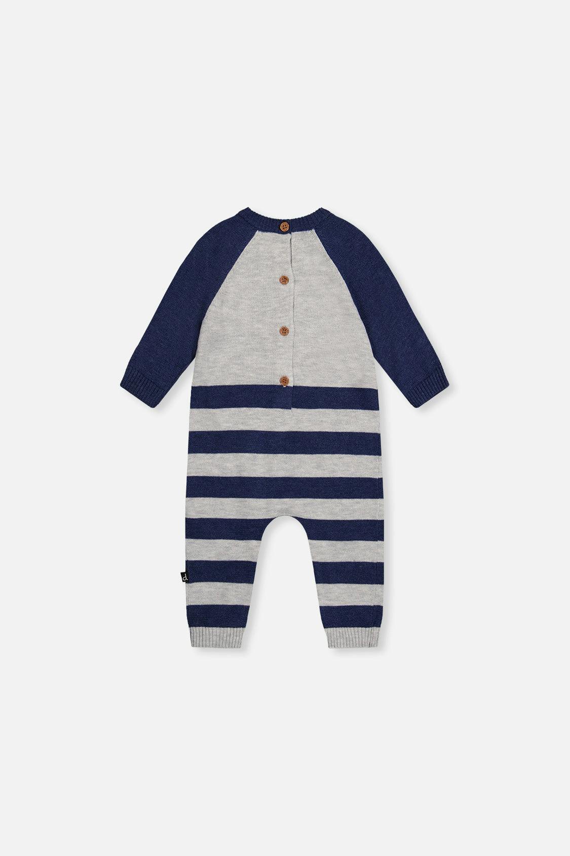 Knitted Intarsia Romper Blue and Orange