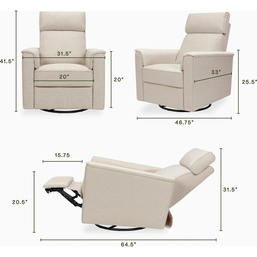 Willa Pro Power Glider Recliner w/ Power Lumbar in Performance Beach Eco-Weave