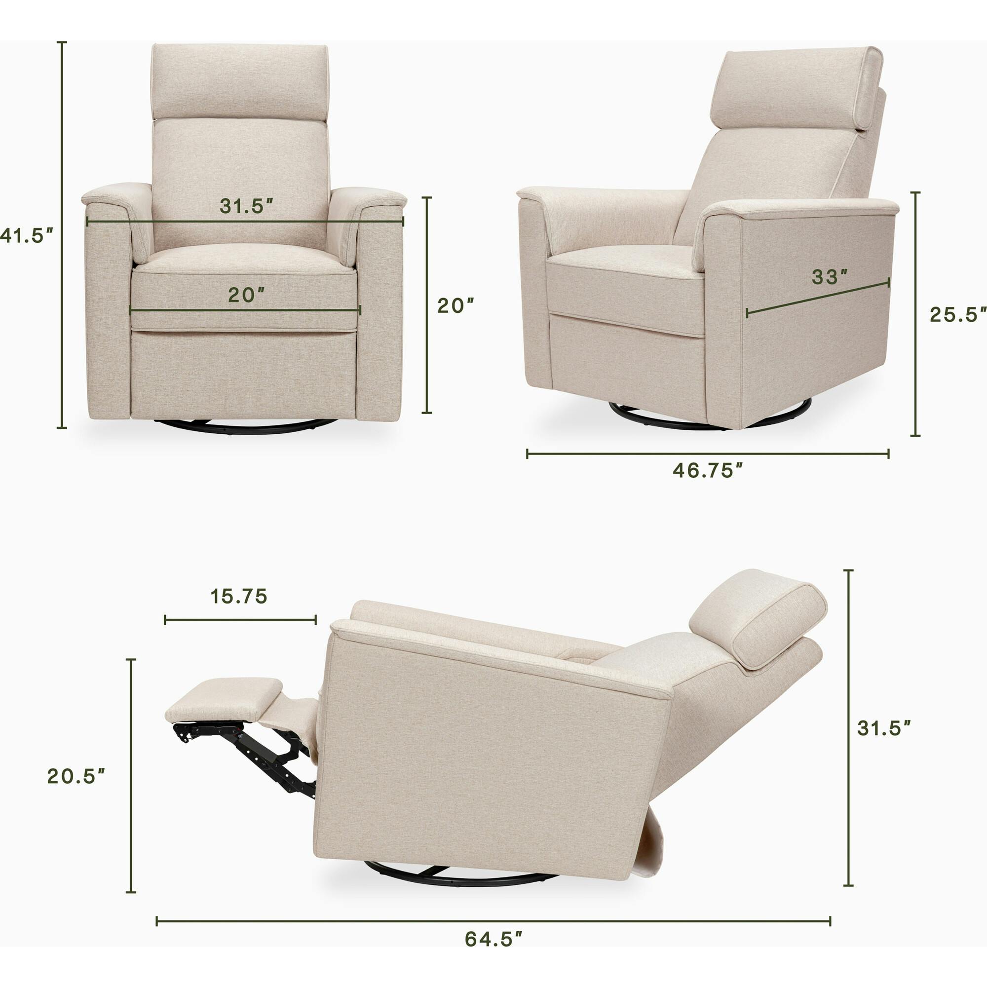 Willa Pro Power Glider Recliner w/ Power Lumbar in Performance Beach Eco-Weave