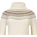 Organic Long Sleeve Turtleneck Intarsia Sweater Dress, White