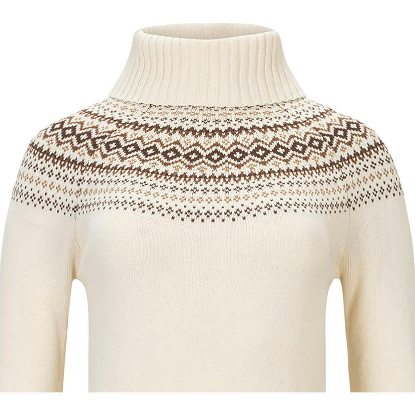Organic Long Sleeve Turtleneck Intarsia Sweater Dress, White