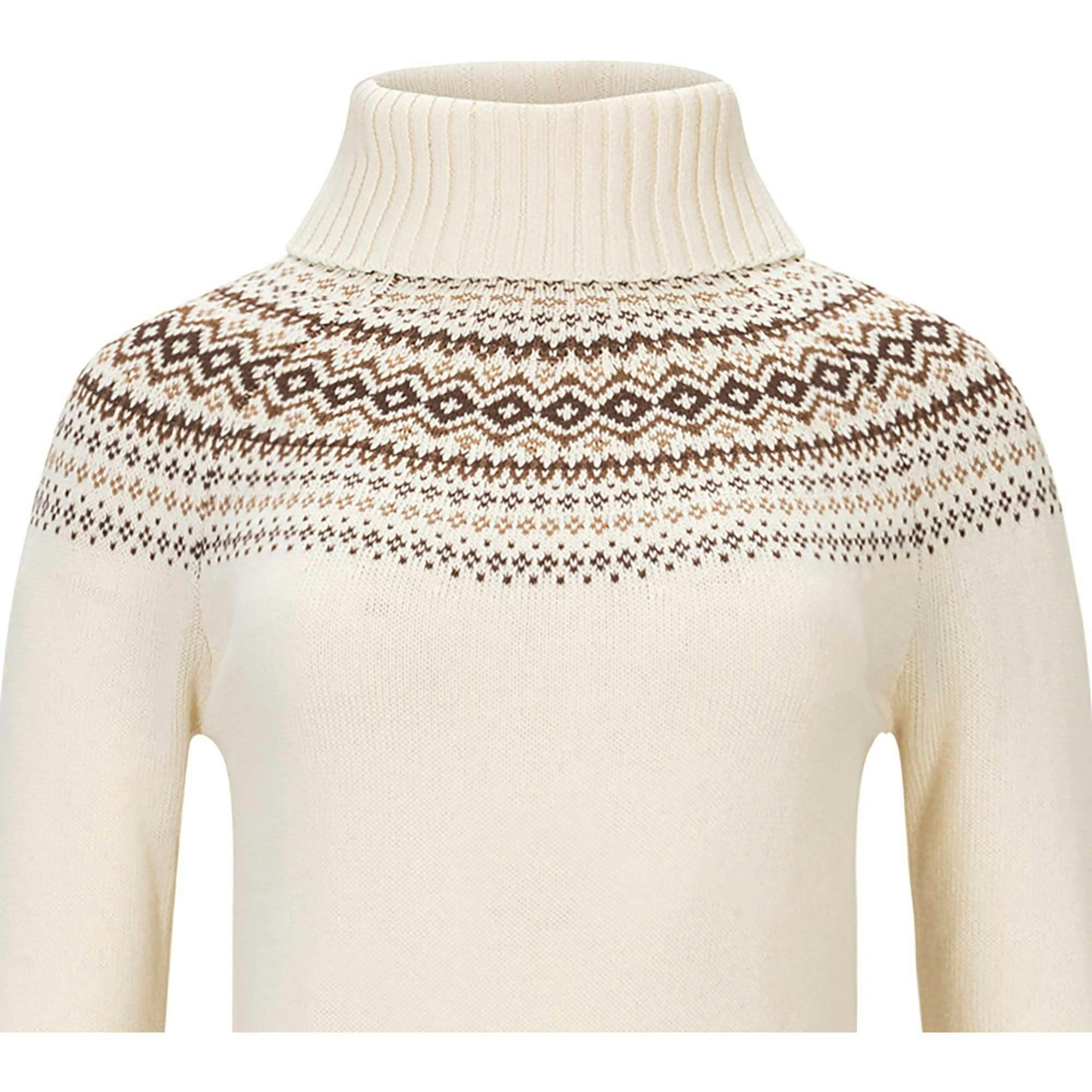 Organic Long Sleeve Turtleneck Intarsia Sweater Dress, White