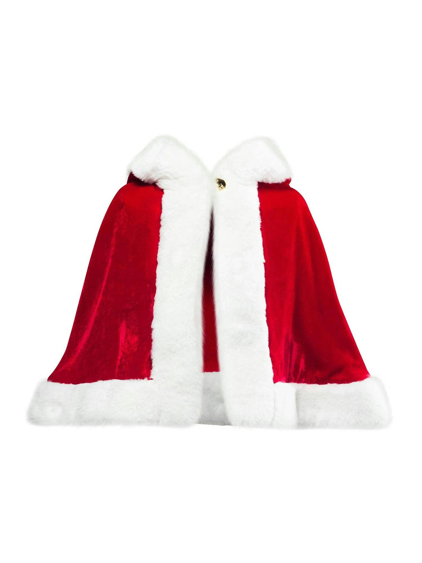 Mrs. Claus Red Velvet Holiday Hooded Cape for Girls