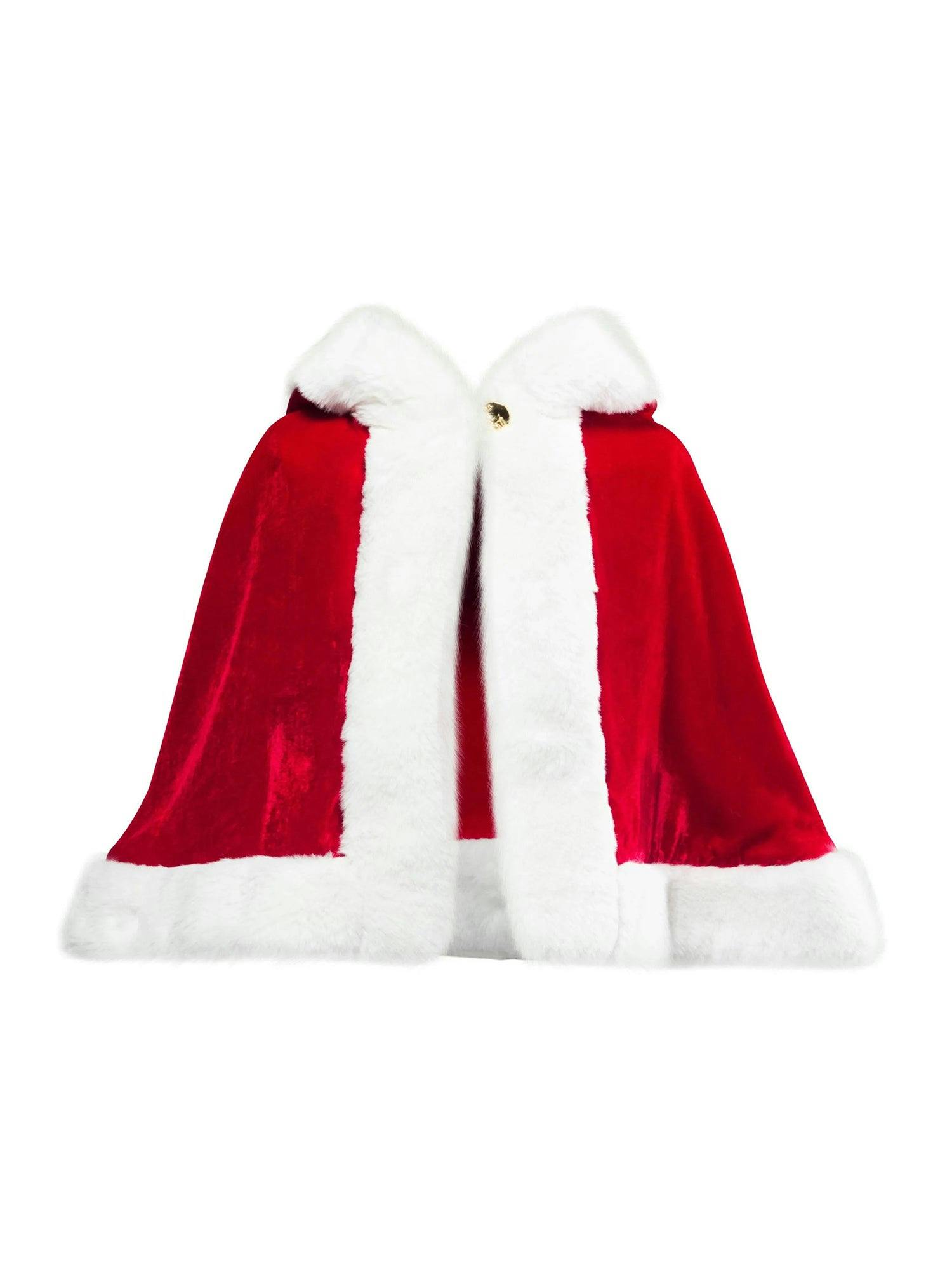 Mrs. Claus Red Velvet Holiday Hooded Cape for Girls