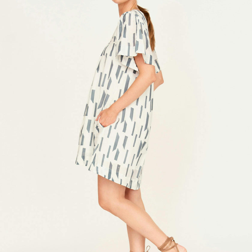 Belem Dress in White Rainfall