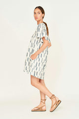 Belem Dress in White Rainfall