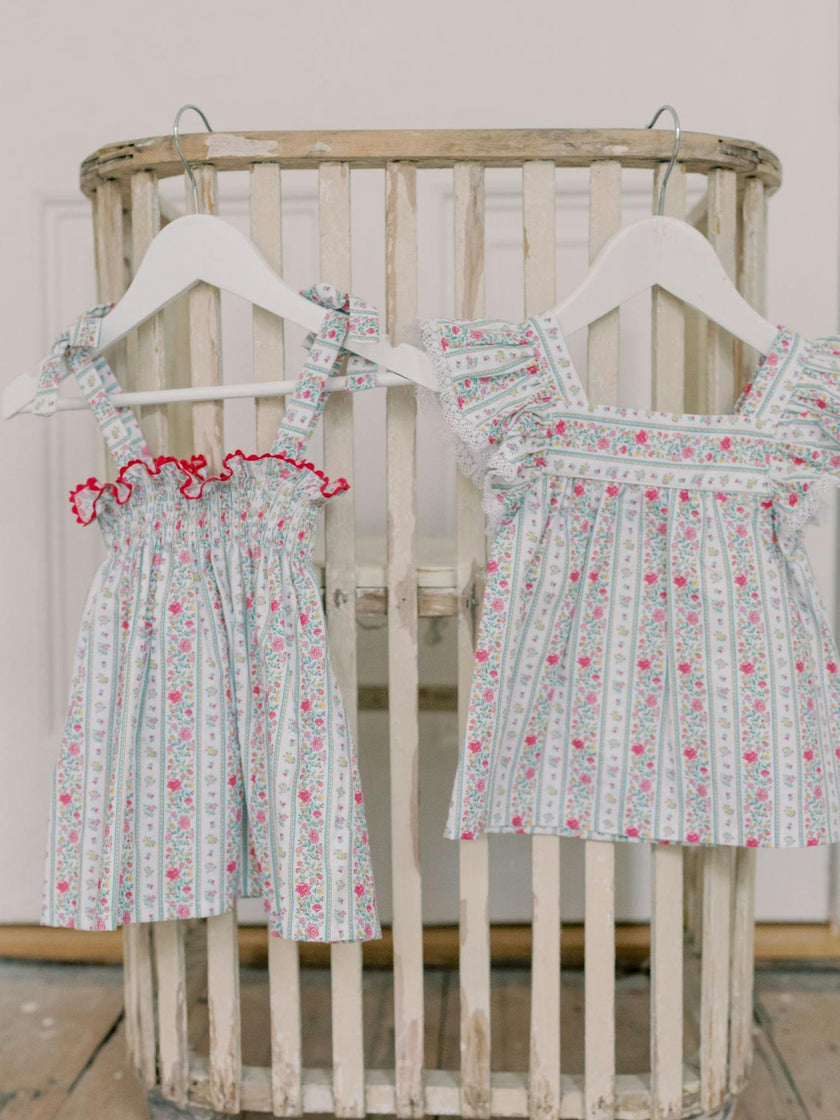 Fuchsia Pink Floral Stripe Ana Girl Top