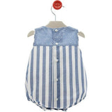 Blue and White Nautical Stripe Bubble Romper, Blue
