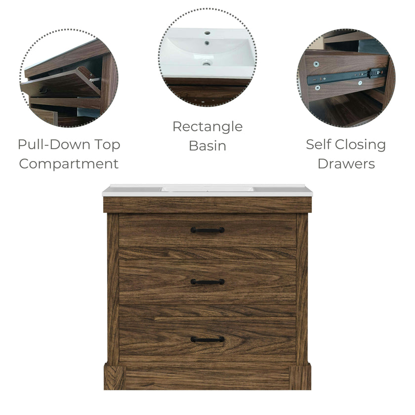 Teamson Home Donovan 36" Single Bathroom Vanity with Two Drawers