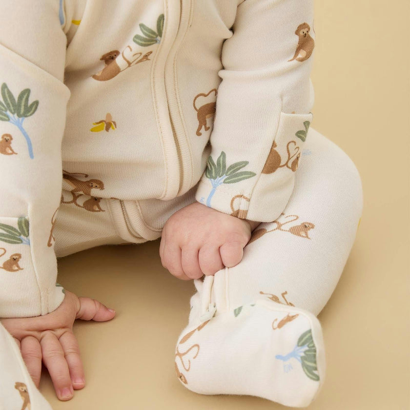 Monkeys Clever Zip Baby Pajamas
