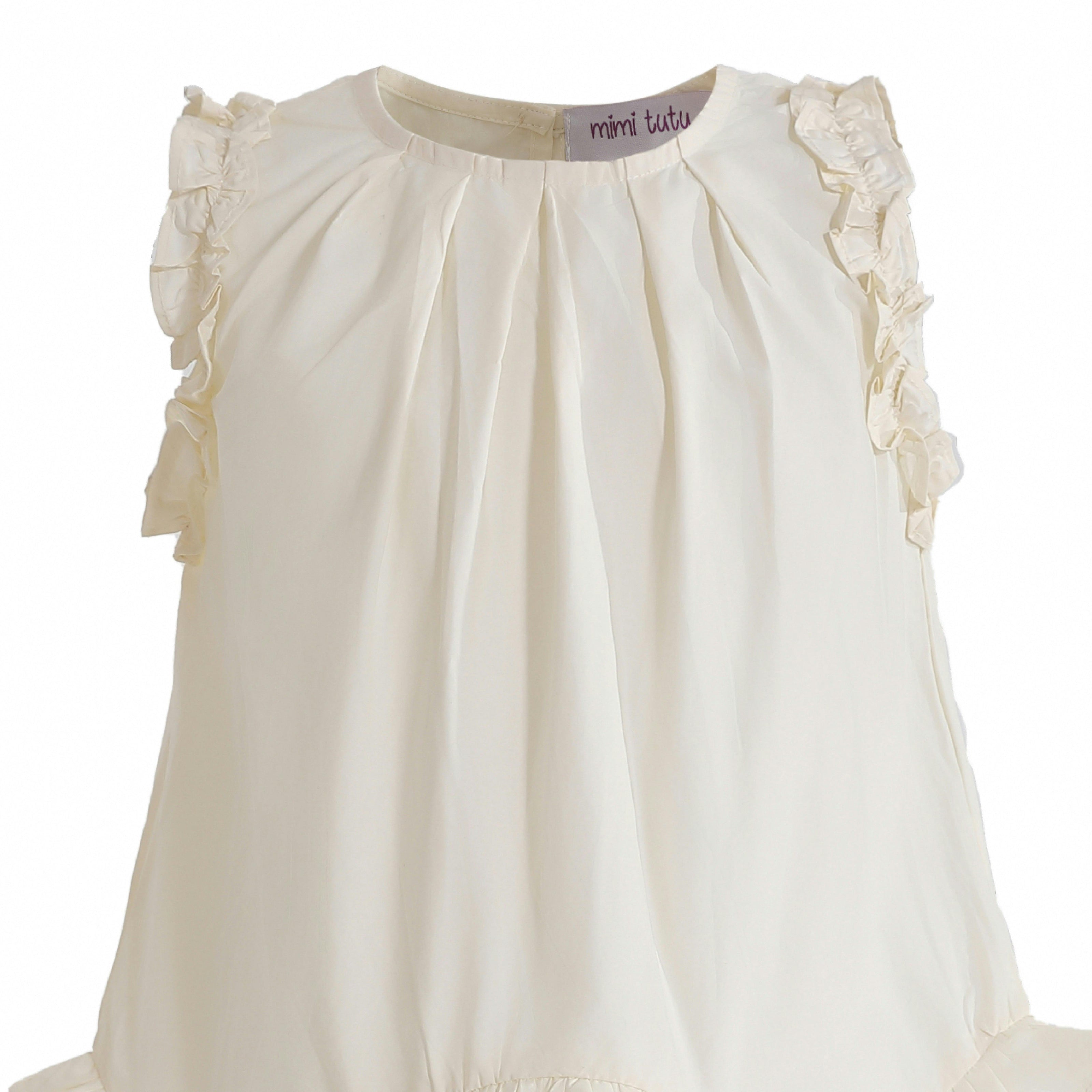 Cream Lumielle Ruffle Dress
