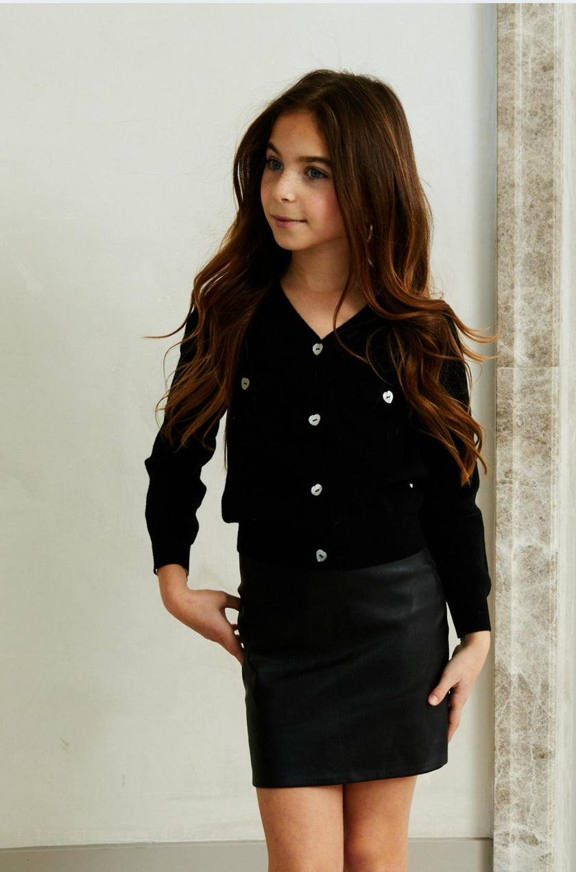 Sara Black Vegan Leather Mini