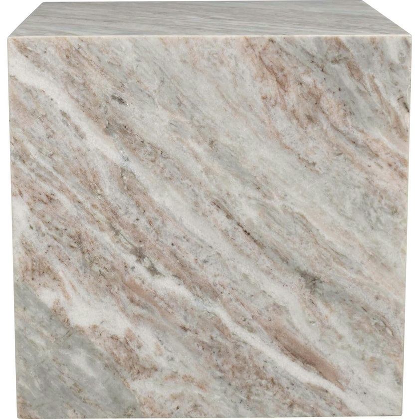 Felix 15" Contemporary Natural Marble Handmade Cube End Table