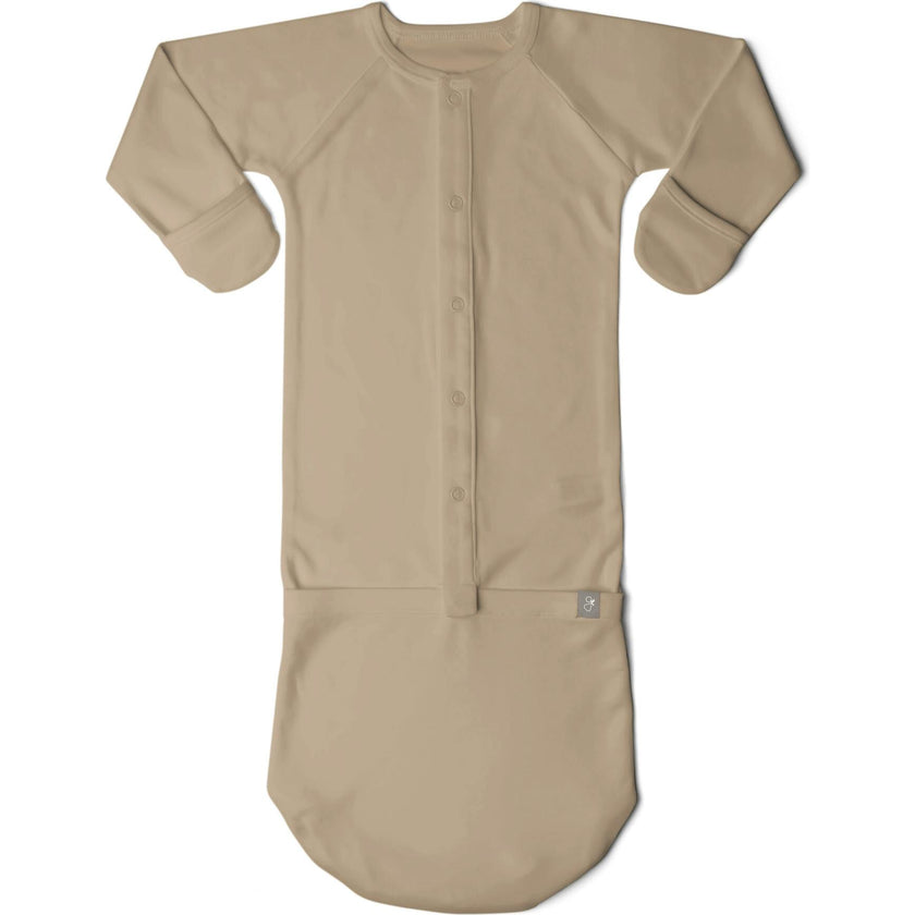 24 HOUR CONVERTIBLE GOWN | SANDSTONE — Bamboo Organic Cotton Blend, Preemie–6M
