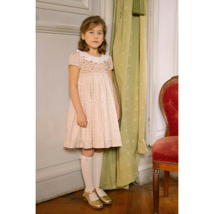 Isadora Short Sleeve Floral Smocked Dress