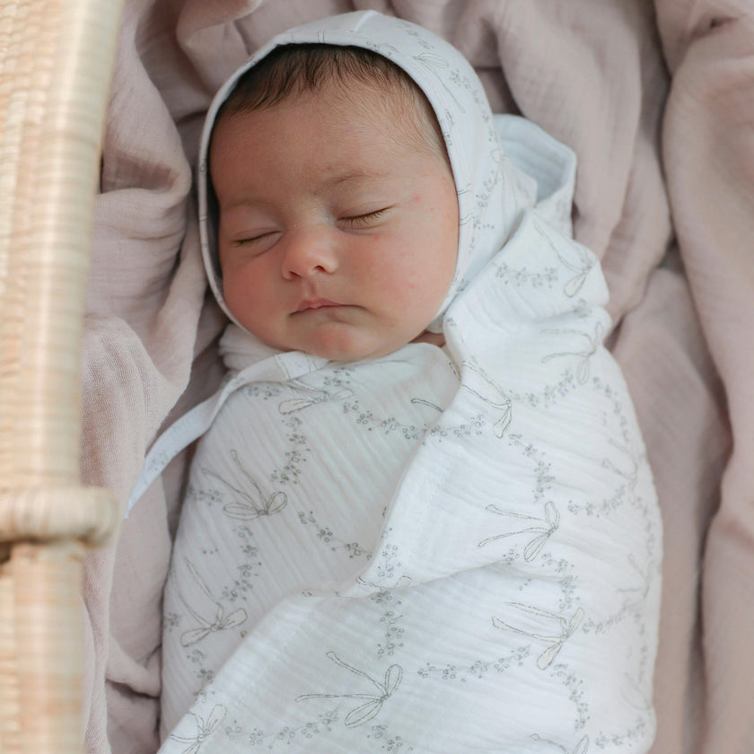 Bow Print Swaddle Primrose