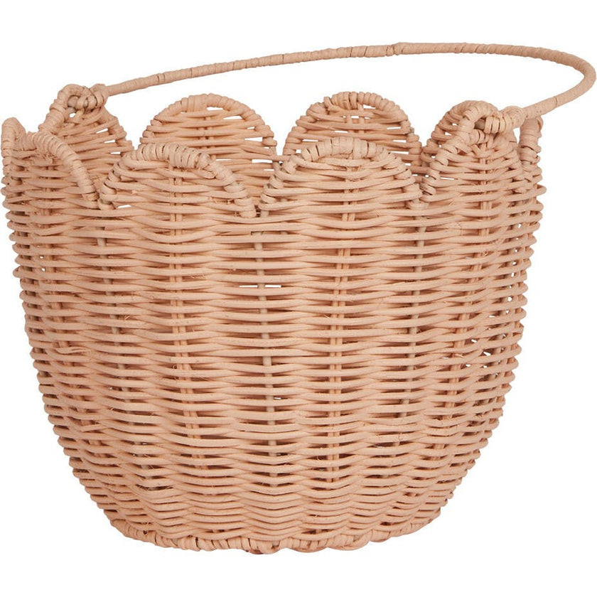 Rattan Tulip Carry Basket - Seashell Pink