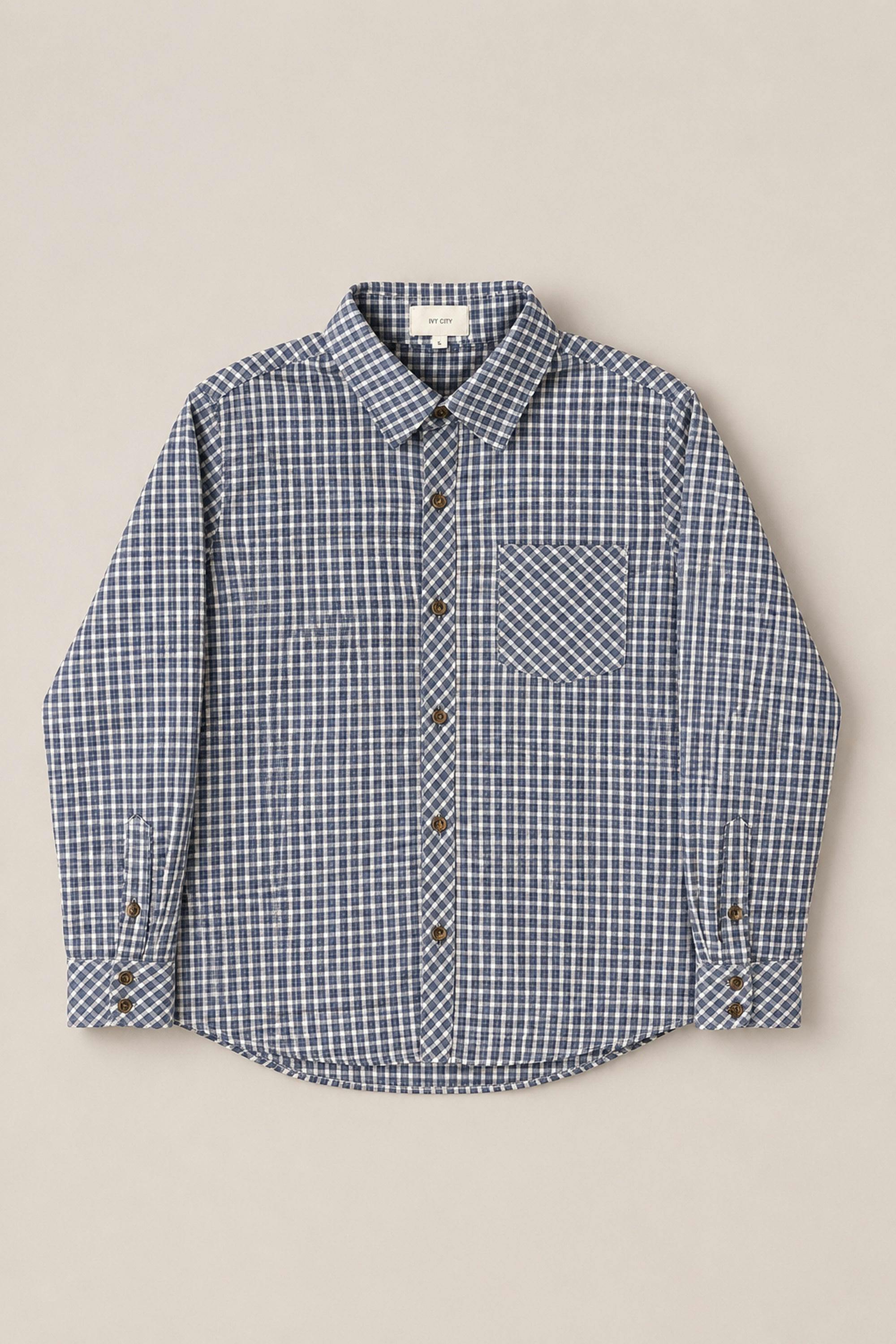 Mens John Shirt in Prussian Blue Plaid