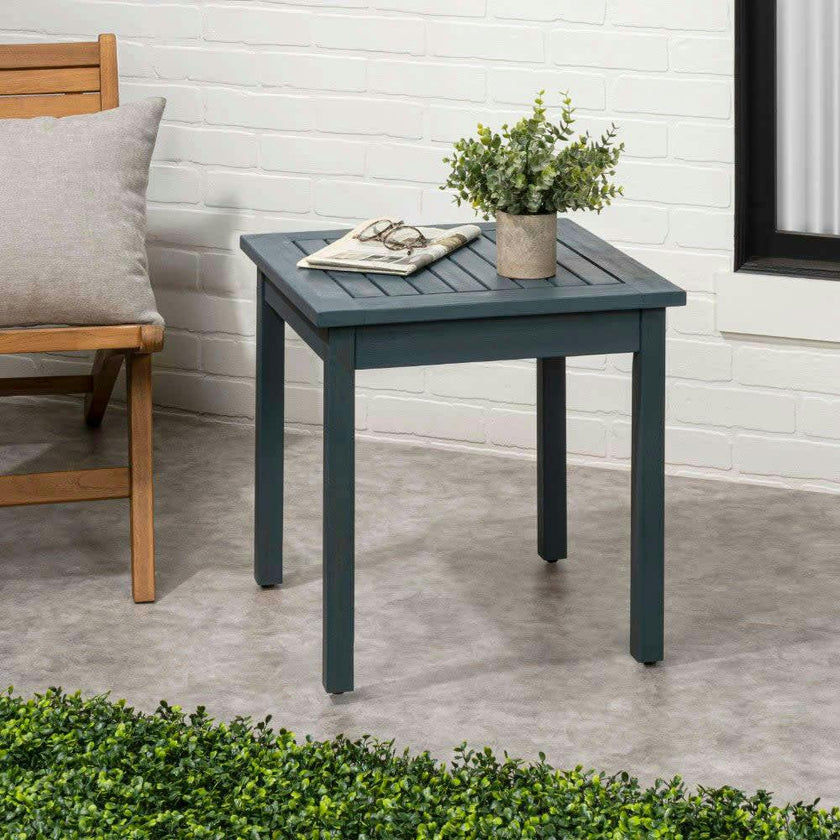 Archer 18.9" Modern Classic Square Slatted Solid Acacia Wood Indoor/Outdoor Adirondack Side Table