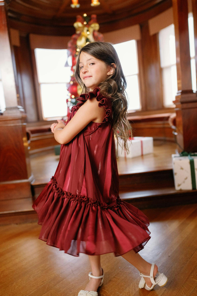Mini Peridot Dress in Garnet Stripe