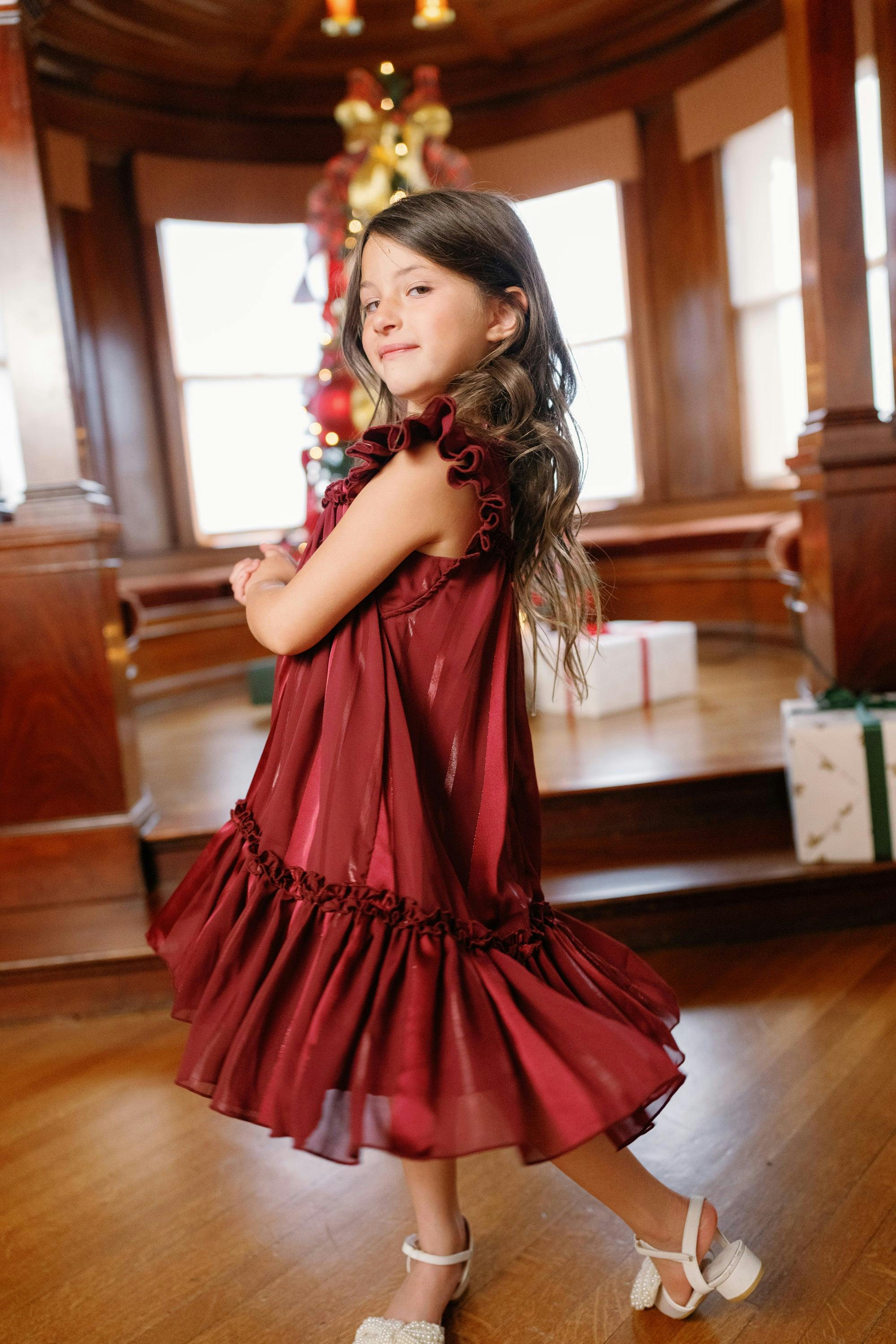 Mini Peridot Dress in Garnet Stripe