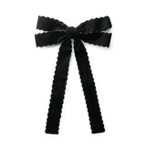 Halo Luxe Opaline Velvet Scalloped Long Tail Clip - Black