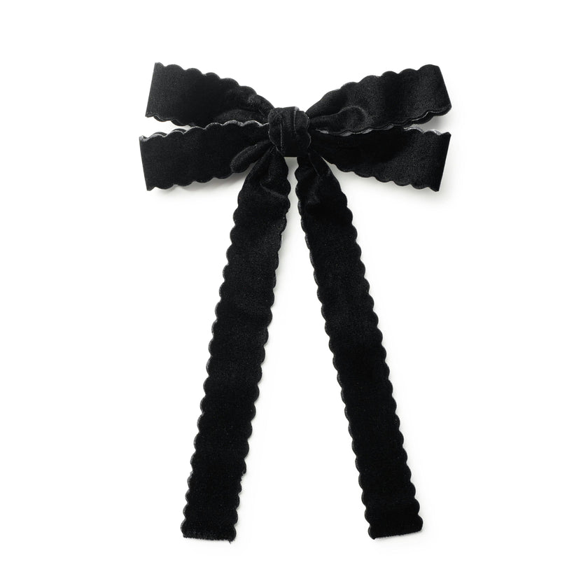 Halo Luxe Opaline Velvet Scalloped Long Tail Clip - Black