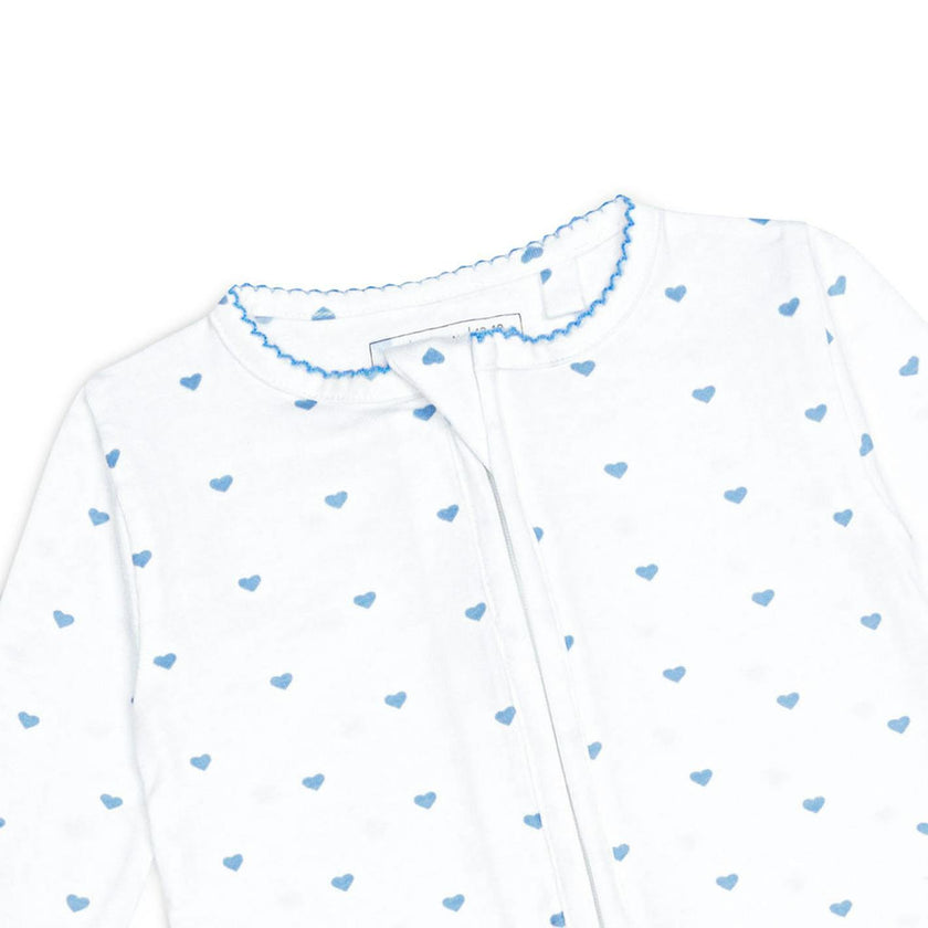 baby blue heart pima footie