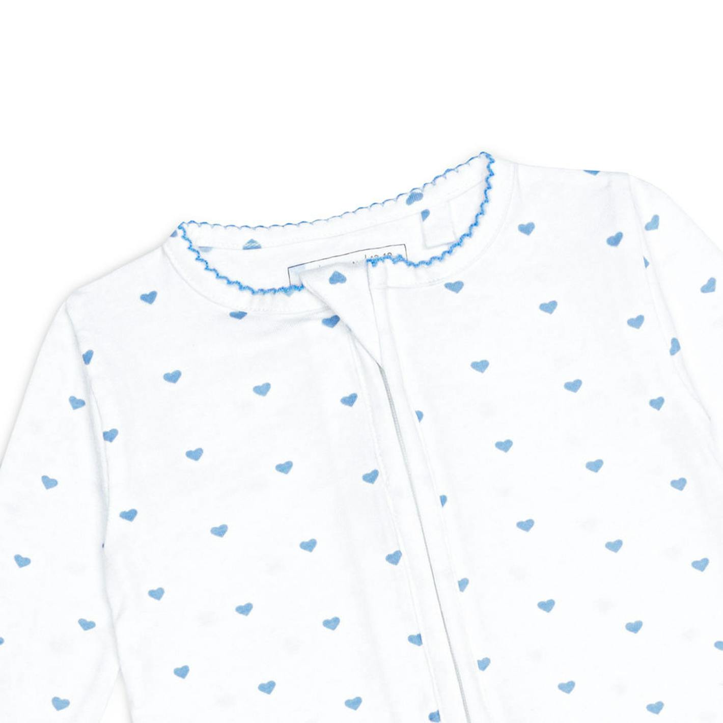 baby blue heart pima footie