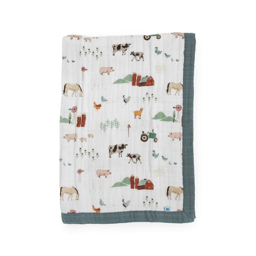 Cotton Muslin Baby Quilt - Farmyard
