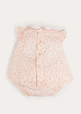 Martha Floral Hand Smocked Cap Sleeve Scallop Collar Dress in Pink (1-9mths)